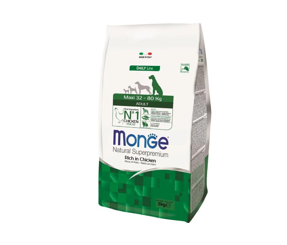 Շան չոր կեր Monge Maxi Adult Chicken (մեծ ցեղատեսակի հասուն շների համար) Հավի մսով 1կգ