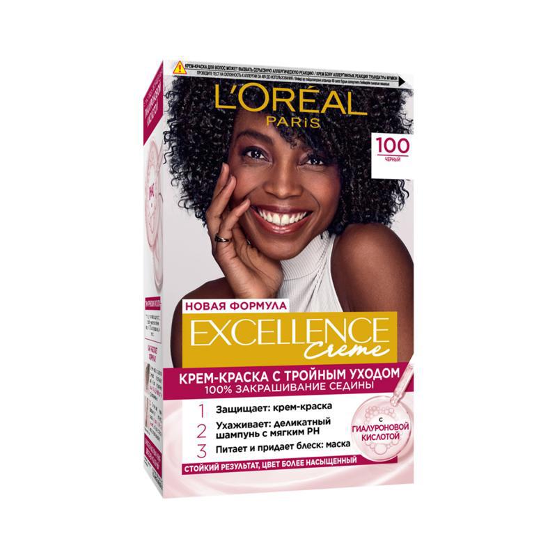 Hair dye "L'Oreal" Excellence 100 black