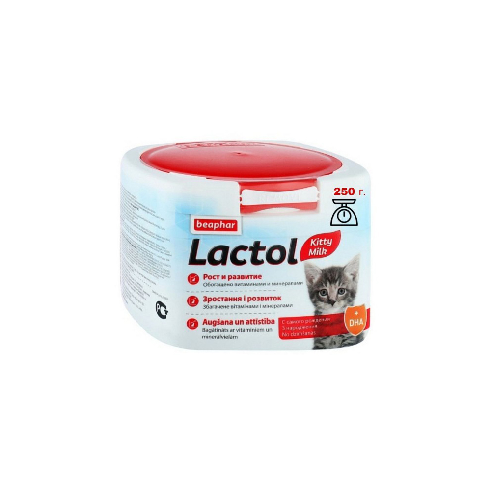 Beaphar Lactol (առաջին տարիքի կաթ) կաթի փոխարինիչ 0-ից 2 ամսական կատվի ձագերի համար, 250 գ