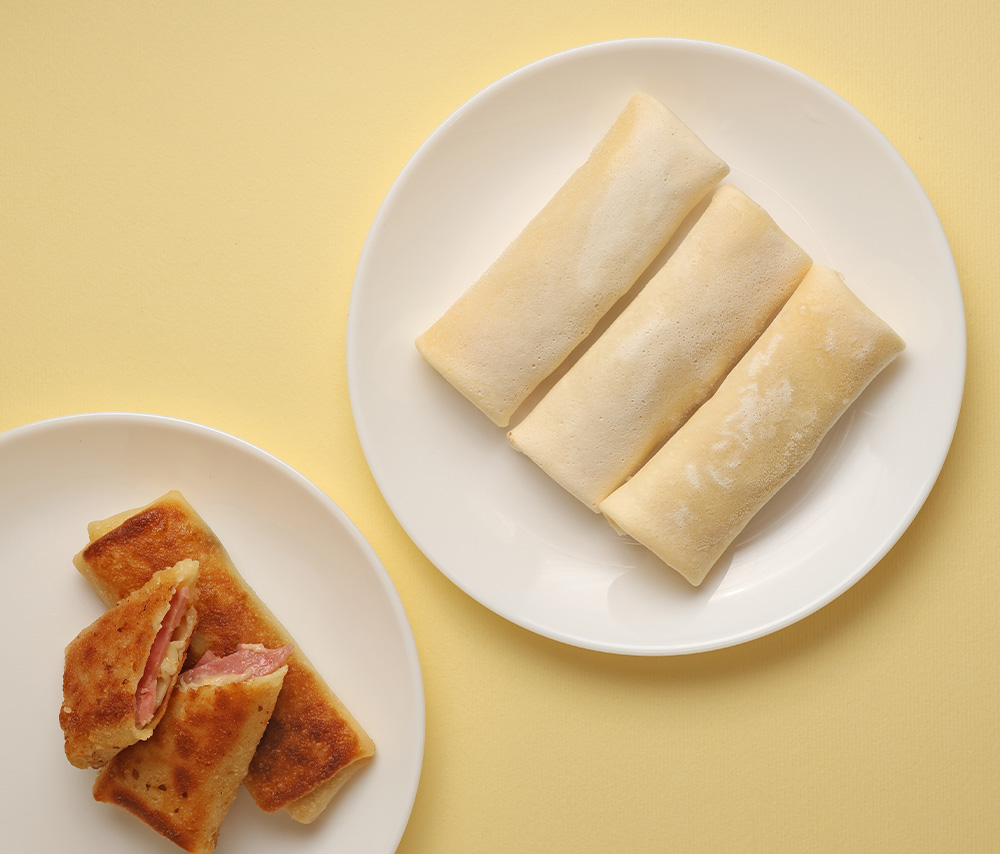 Crepes with ham and cheese