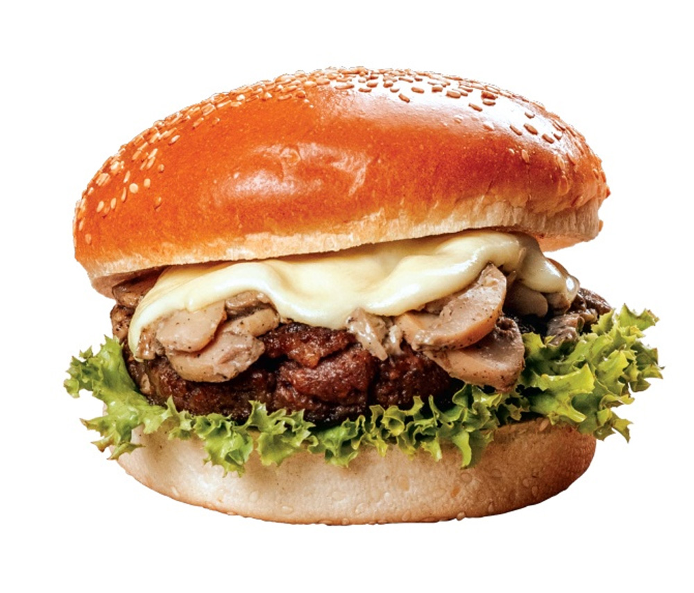Pitangus burger with mushrooms and cheese