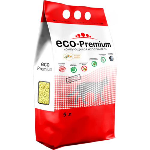 Լցանյութ՝ կատուների համար, Eco-Premium, գնդվող, փայտե հիմքով, Երիցուկի հոտով, 5 լ