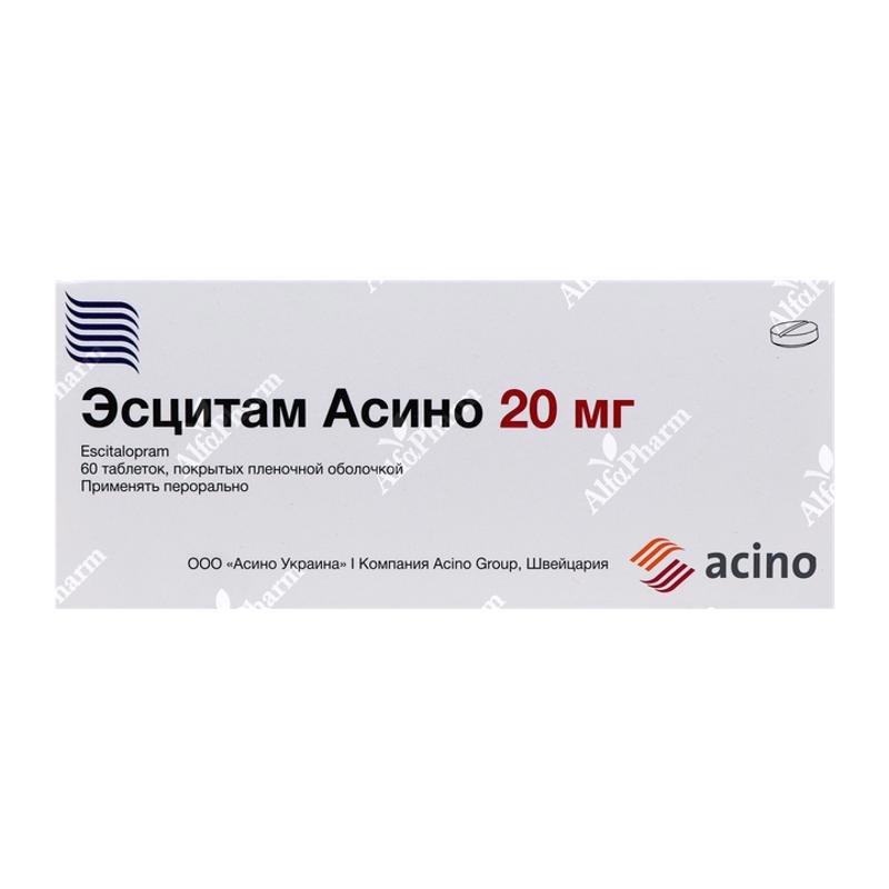 Escitam Acino coated tablets 20mg x 60