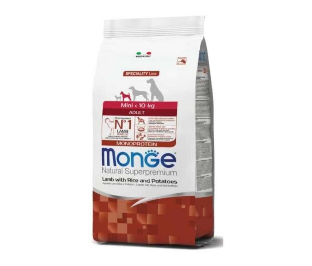 Շան չոր կեր Monge Mini Adult Lamb (փոքր ցեղատեսակի հասուն շների համար) Գառան մսով 1կգ