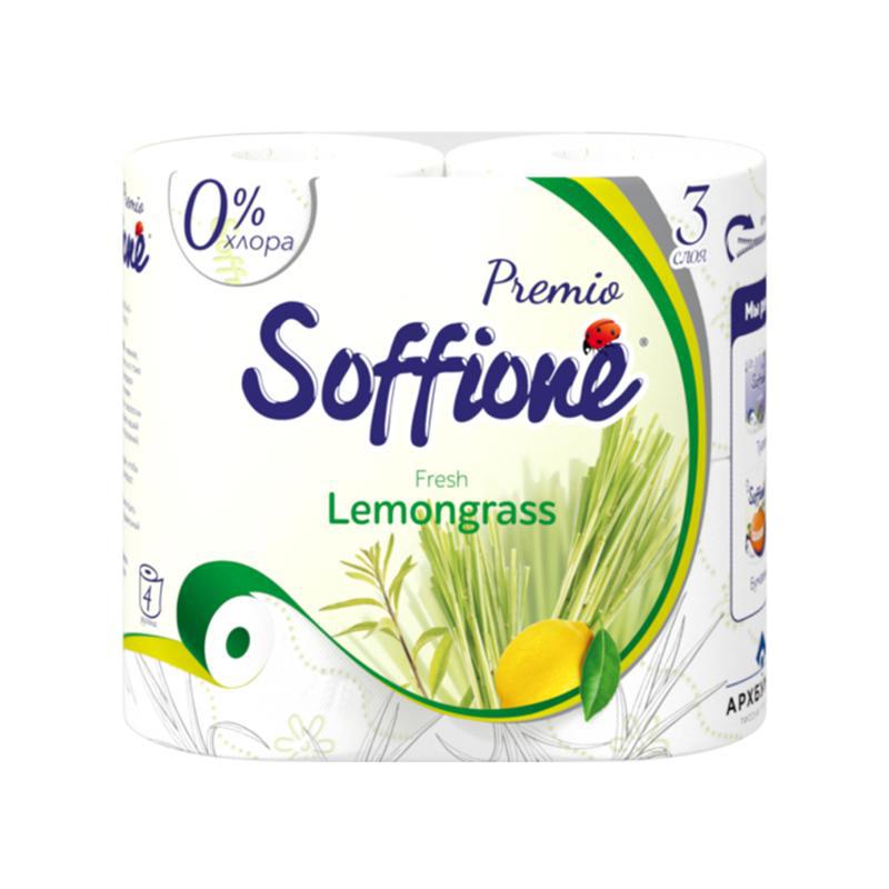 Toilet paper "Soffione" lemongrass 3ply 4pcs
