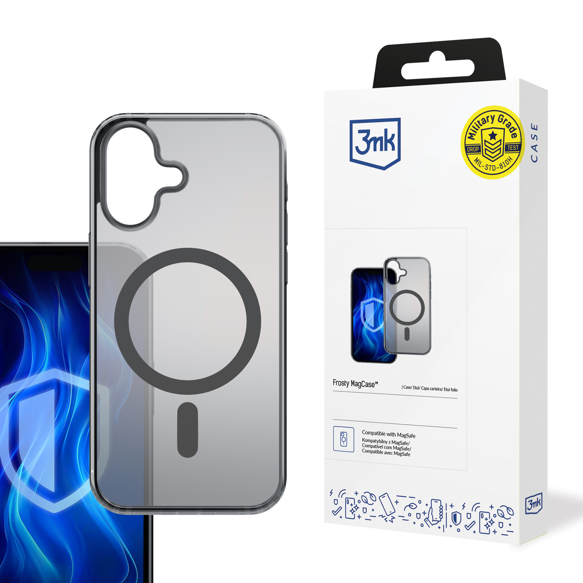 Чехол Apple iPhone 16 Plus - 3mk Frosty MagCase Black - 6220