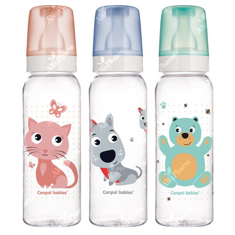 Canpol Bottle 11/841 plastic with silicone teat 120ml 3m +