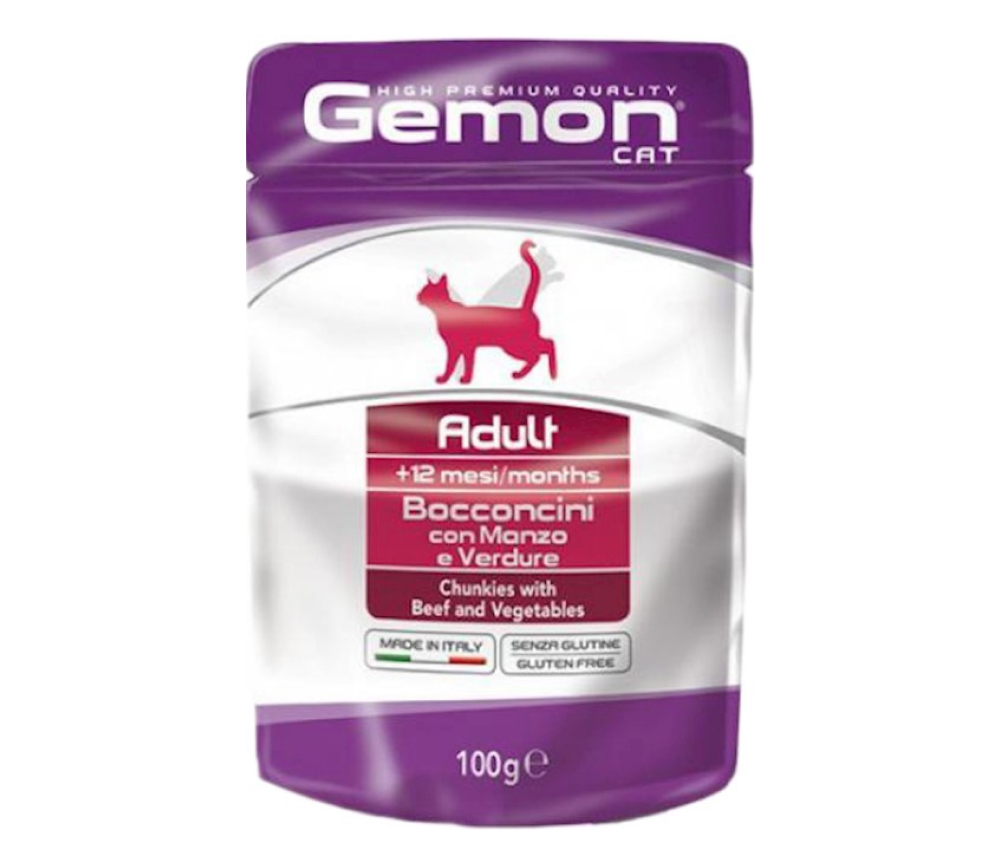 Gemon Wet food with beef and vegetables for adult cats, 85 g