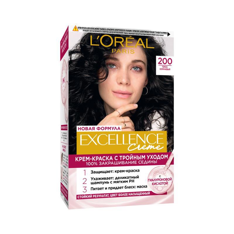 Hair dye "L'Oreal" Excellence 200 dark brown