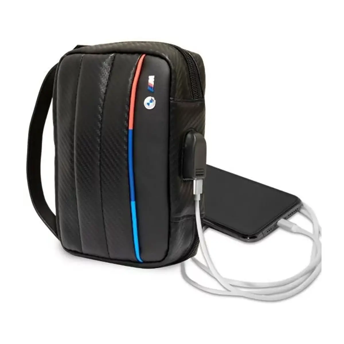 BMW Carbon PU HandBag Tricolour Line '9702