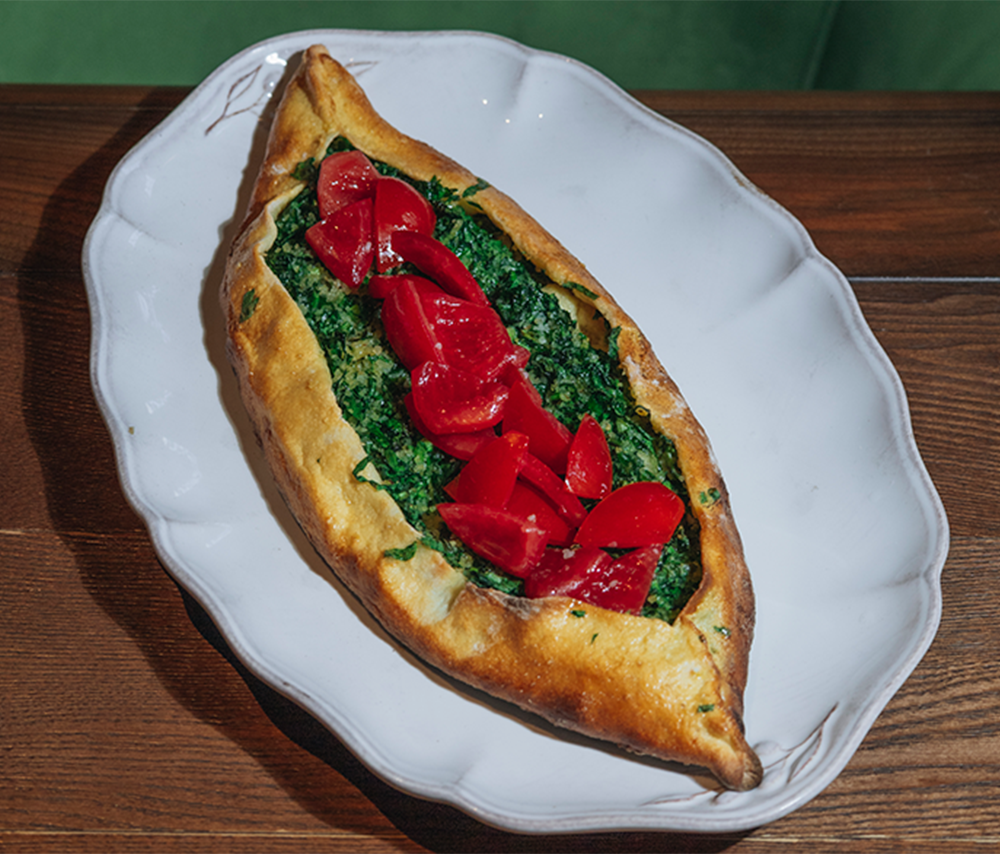 Pide with greens and cheese