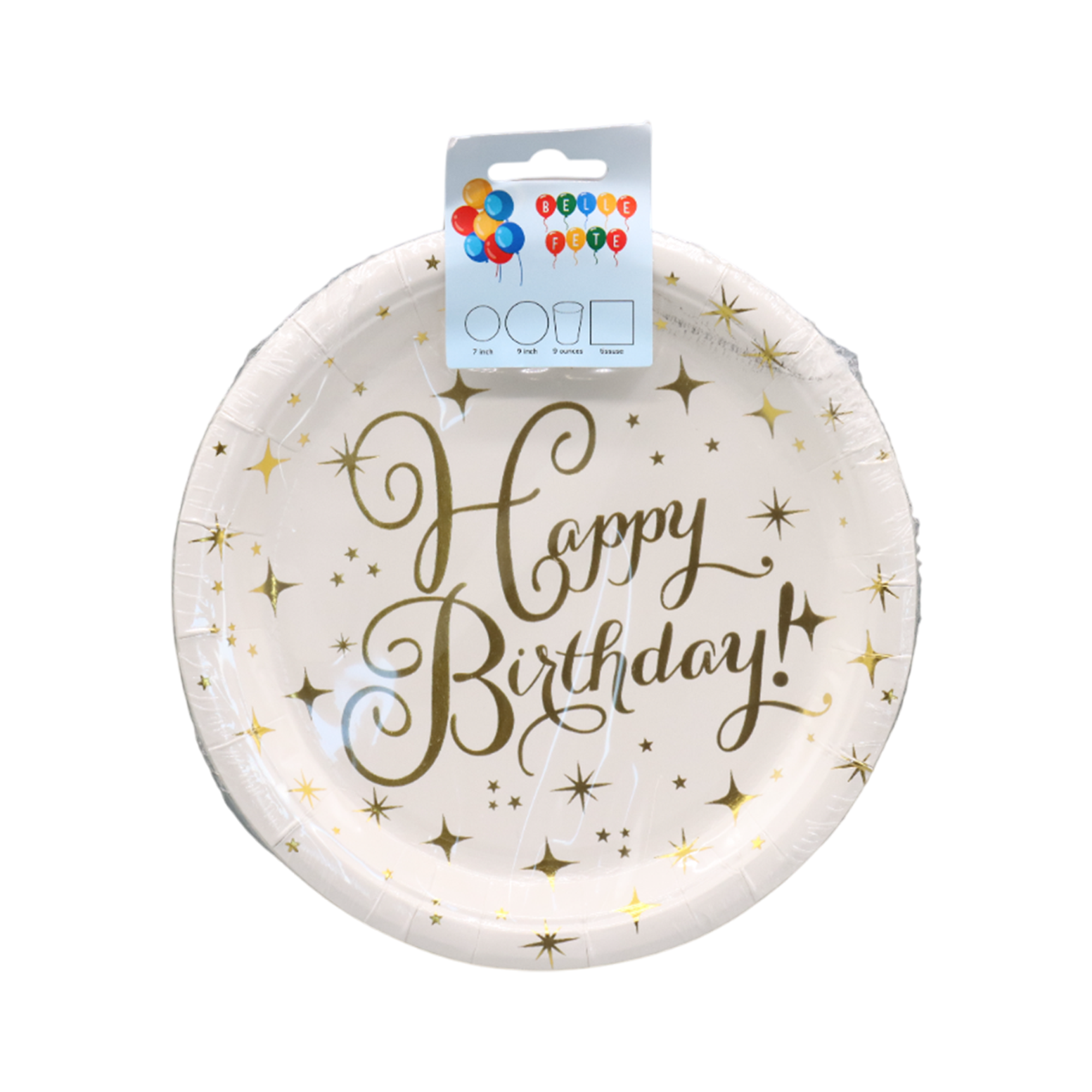 Solid colored paper plates "Happy Birthday" small 10pcs
