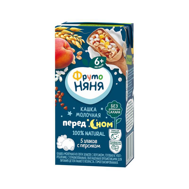 Ըմպելի 5հացահատիկի շիլա «Ֆրուտո Նյանյա» դեղձ, առանց շաքար 6ամս. 0.2լ