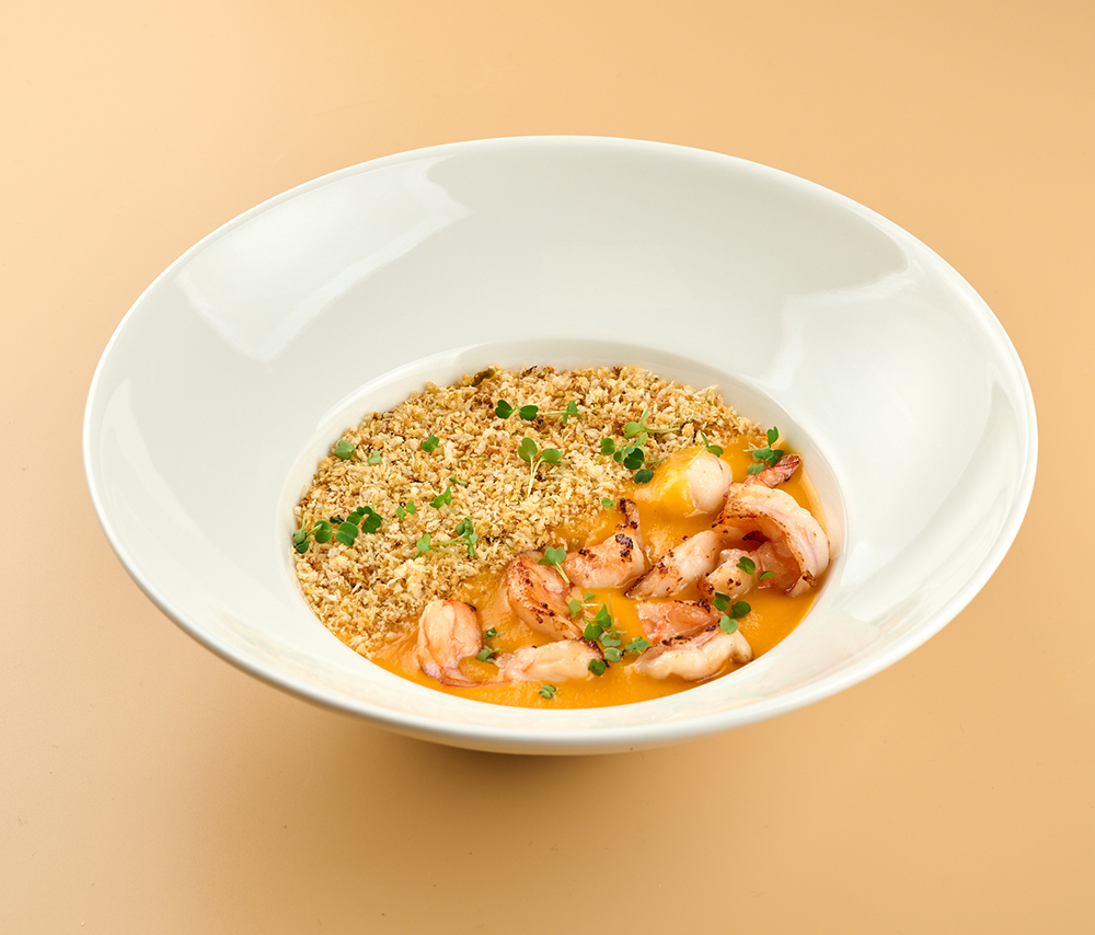 Крем-суп из тыквы с креветками