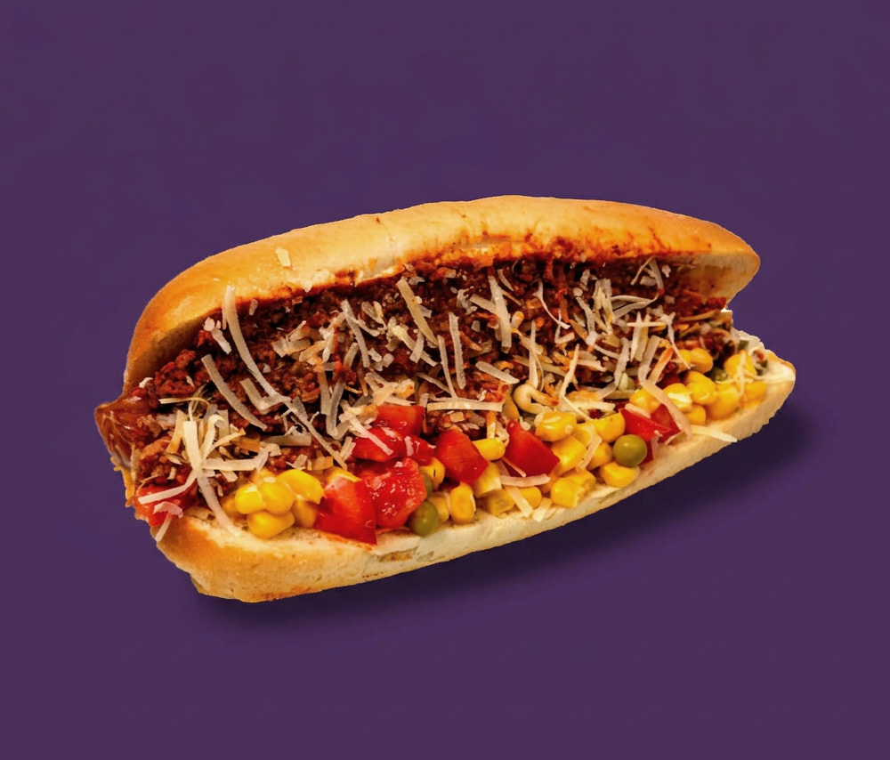 Bolognese hot dog with parmesan