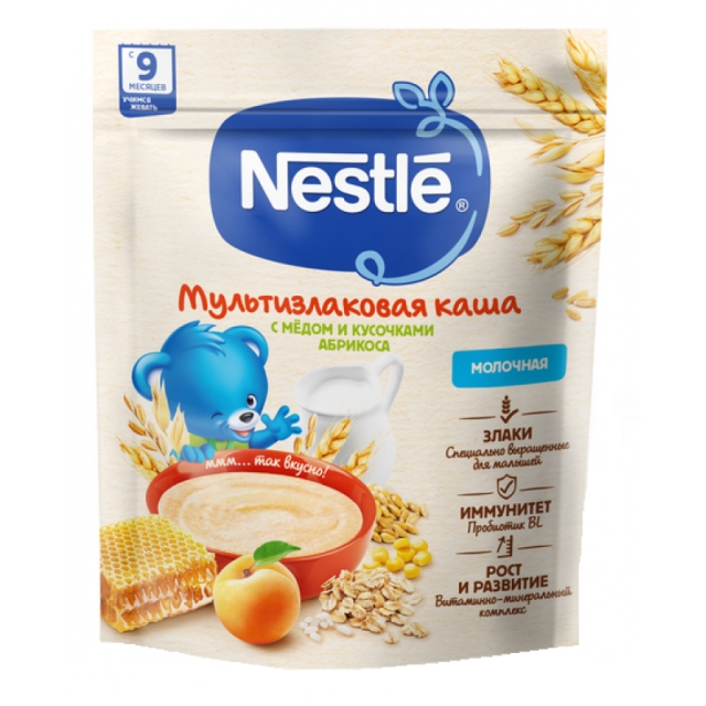 Nestle շիլա կաթնային բազմահատիկային մեղր և ծիրանի կտորներ 200գ