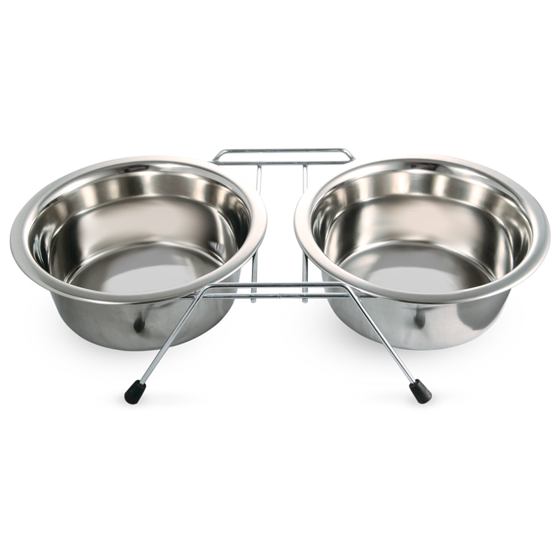 Triol Metal bowl on stand, 2 x 1.60l