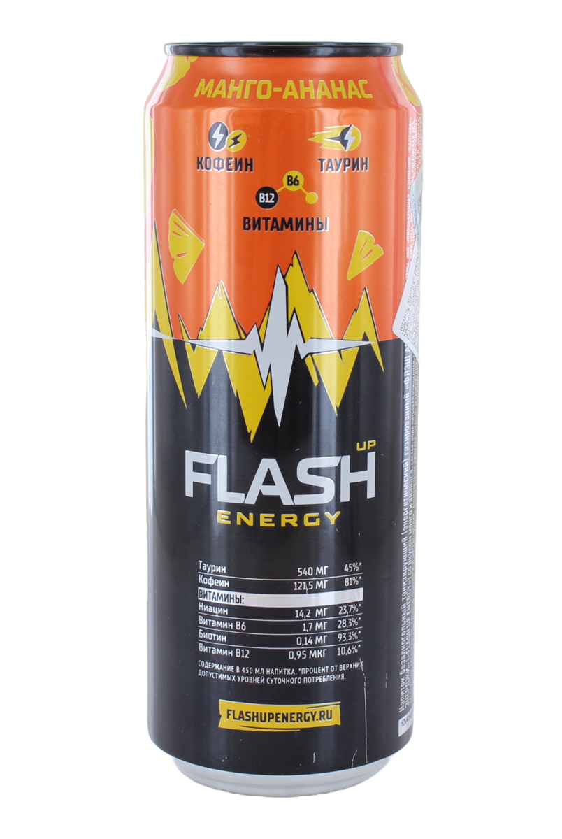 Energy carbonated drink "Flash Up" 0.45l mango and pineapple
