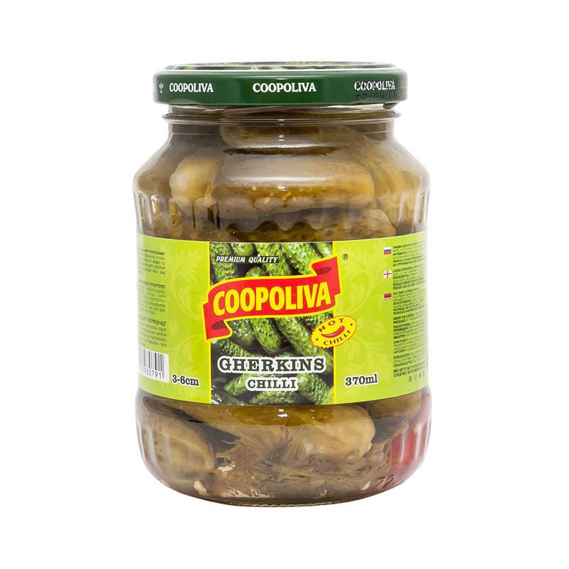 Մարինացված վարունգ «Կոոպոլիվա» չիլի, մանր 3-6սմ 370մլ