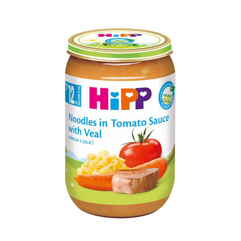 Խյուս «Հիփփ» լոլիկ-մակարոն-հորթի միս 12ամս.220գր