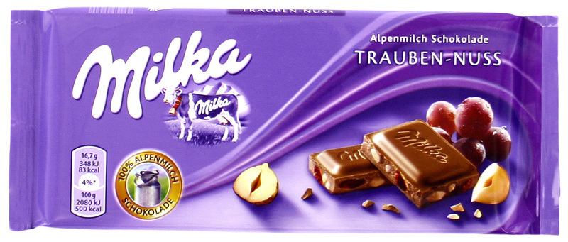 Chocolate bar with raisin & hazelnut "Milka" 100g 