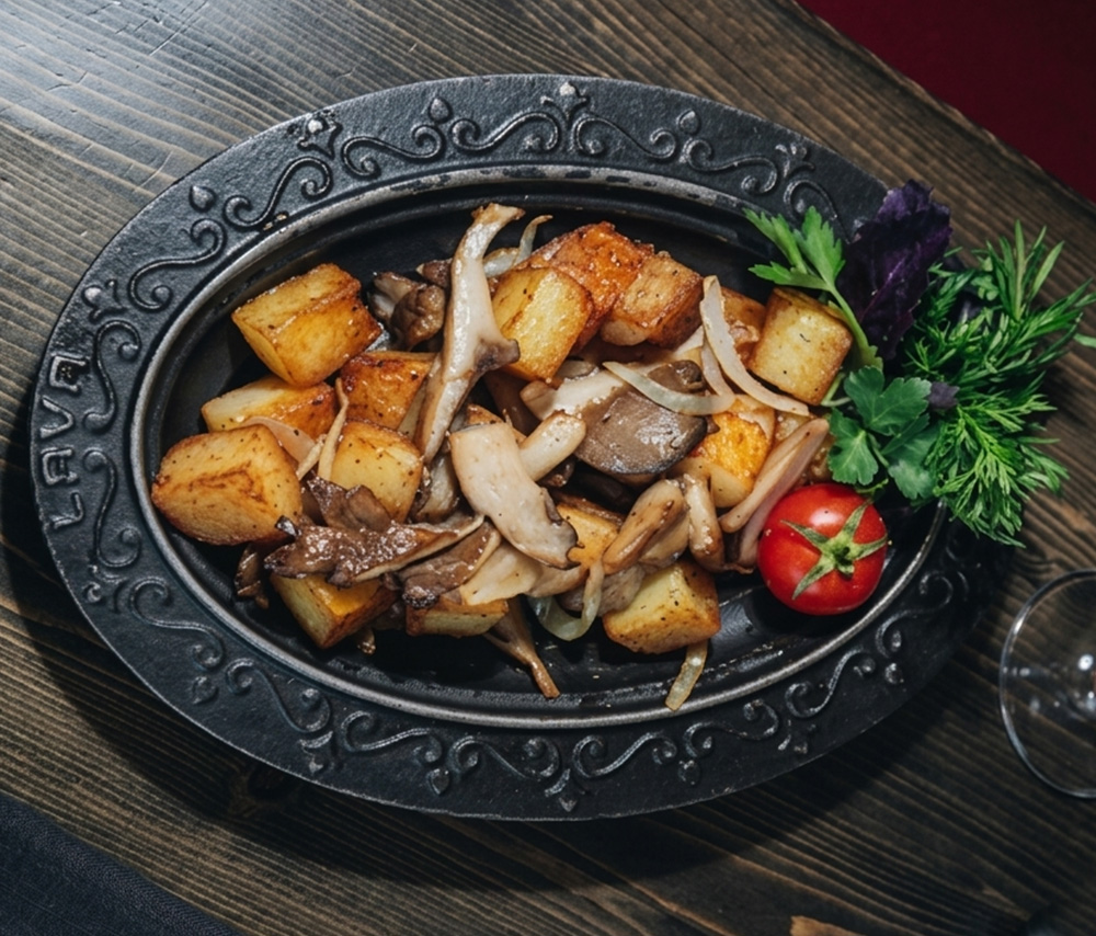 Жареный картофель с грибами