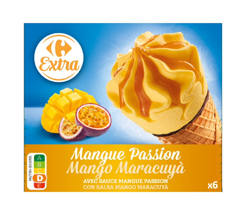 Carrefour Equatra Passion Mango Ice Cream Cone 462g