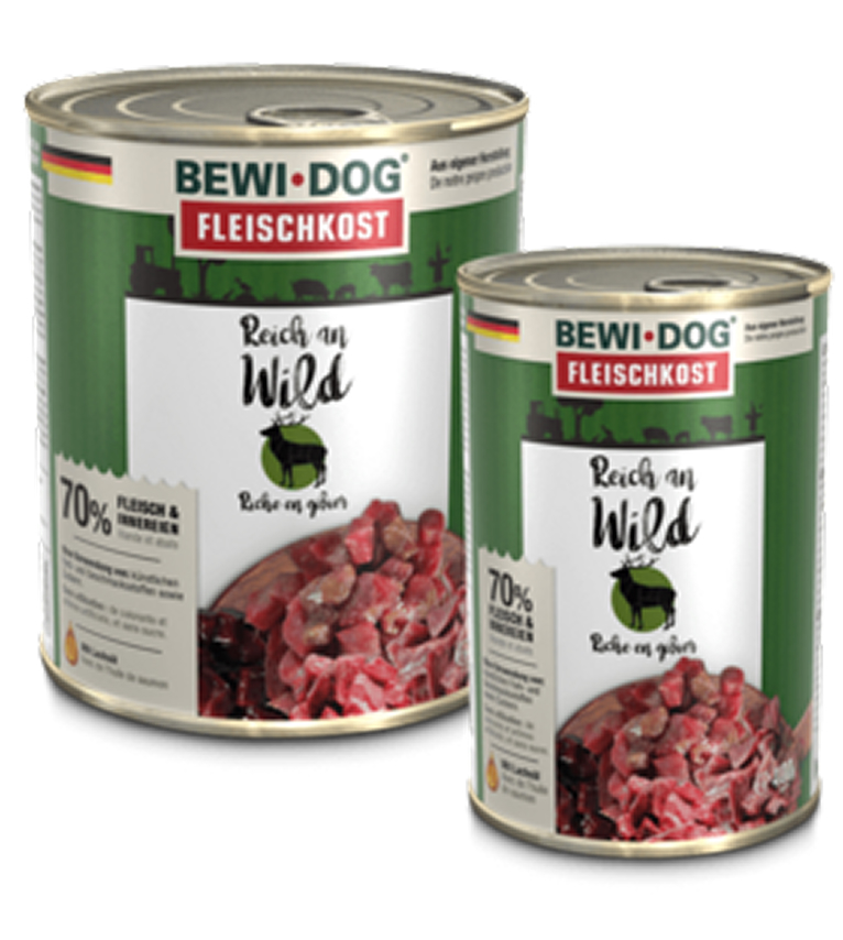 Wet food for dogs BEWI DOG rich in venison 800 g