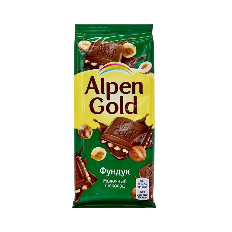 Chocolate bar "Alpen Gold" milk chocolate and hazelnut 80g