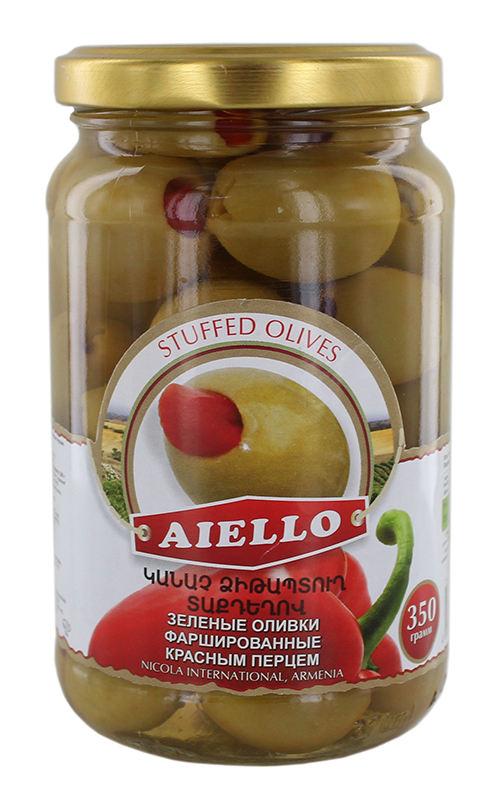 Оливки зеленые с перцем "Aiello" 350г