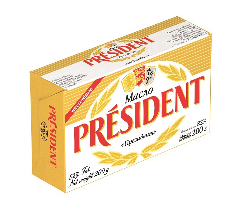 Կարագ սերուցքային "President" 200գ, յուղայնությունը` 82%