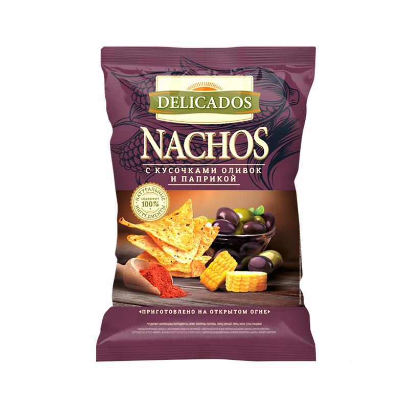 Начос "Delicados" кус.олив. и папр. 150г